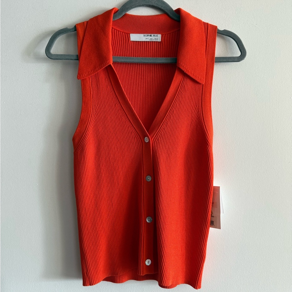 Sophie Rue Bold Orange Sleeveless Knit Top